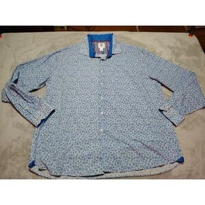 Society of Threads NYC Shirt Men XXL Blue Floral Vacation Comfort Button Up